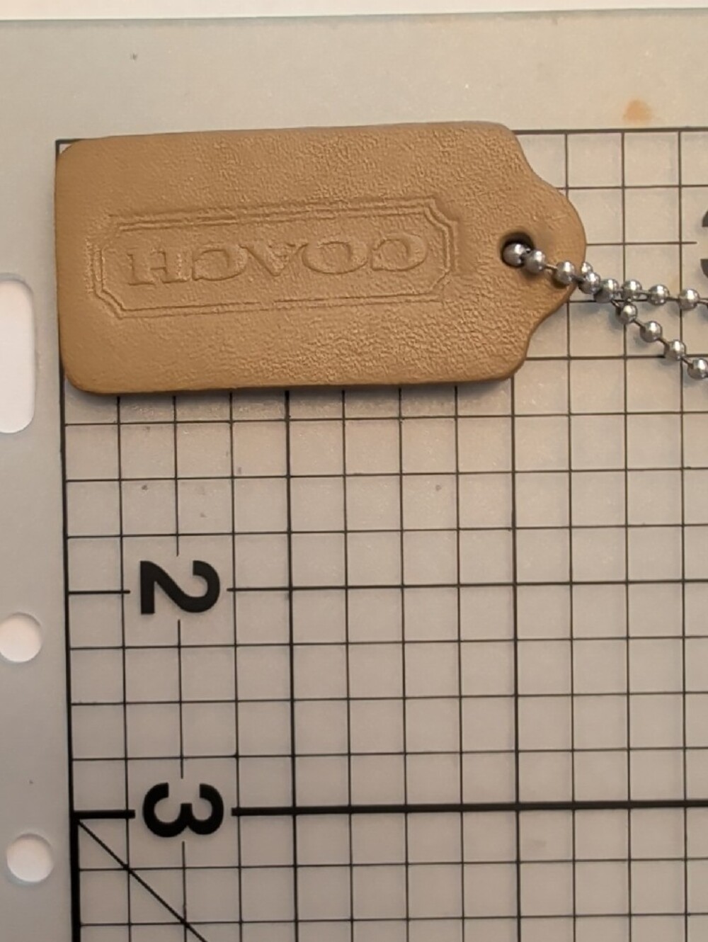 Coach Leather Hang Tag with Silver Ball Chain - Picture 6 of 6